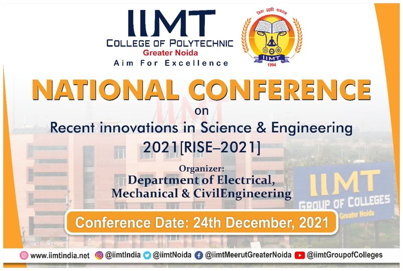 IIMT College of Polytechnic, Greater Noida is organizing the National Conference 